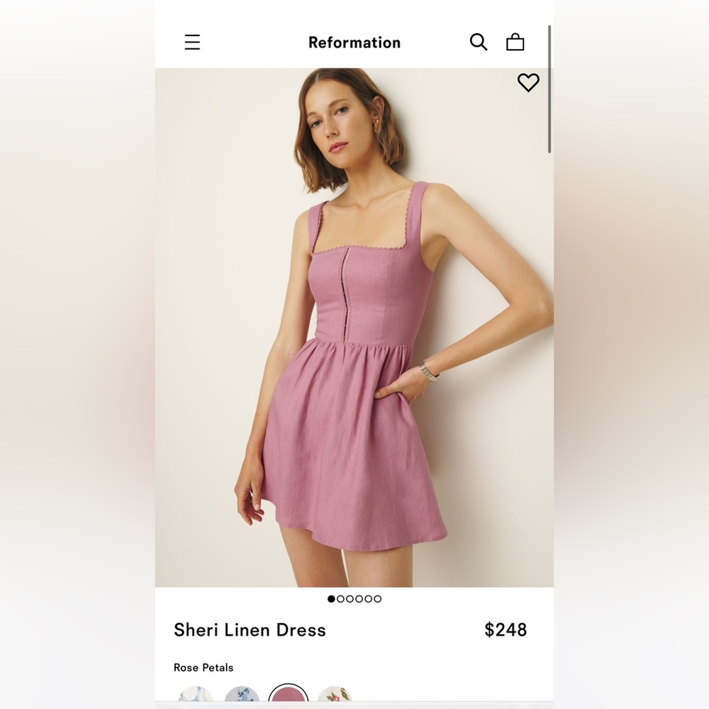 Reformation Sheri Linen Dress in rose petals